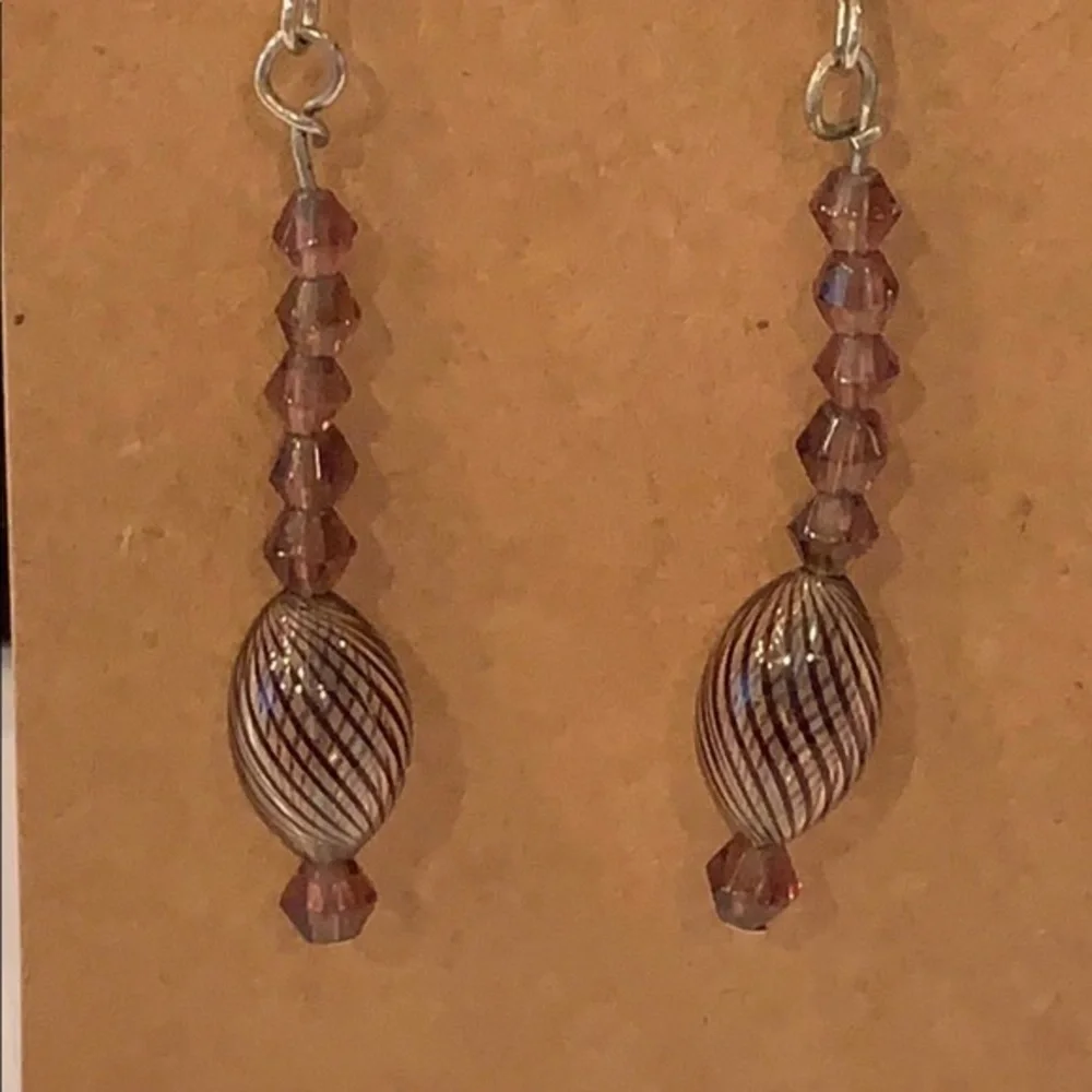 💐5/25 glass art bead drop dangle earrings
